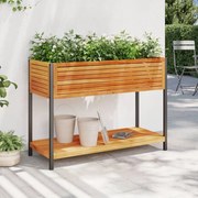 vidaXL Vaso/floreira de jardim c/ prateleira 110x45x80 cm acácia/aço