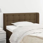 vidaXL Cabeceira de cama c/ abas tecido 103x16x78/88cm castanho-escuro