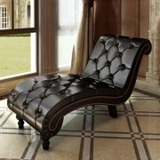 Chaise longue couro artificial castanho