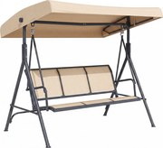 Outsunny Baloiço de Jardim Exterior de 3 Lugares com Toldo Reclinável Assento Respirável e Estrutura de Aço 175x118x159 cm Bege | Aosom Portugal