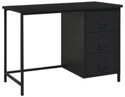 vidaXL Secretária industrial c/ gavetas 105x52x75 cm aço preto