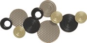 HOMCOM Decoração de parede em metal, escultura de parede em metal, design exclusivo com múltiplos discos, 100 x 50 cm, caqui e preto | Aosom Portugal