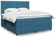 Cama com molas/colchão 180x200 cm veludo azul-escuro