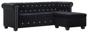 Sofá chesterfield forma de L estofos veludo 199x142x72 cm preto