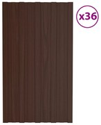 vidaXL Painéis de telhado 36 pcs 80x45 cm aço galvanizado castanho