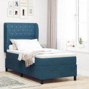 vidaXL Cama Box com Colchão Azul Escuro 90x190 cm em Veludo