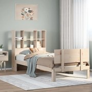 vidaXL Cama com estante sem colchão 90x200 cm pinho maciço