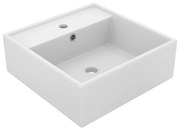 Lavatório luxuoso quadrado 41x41 cm cerâmica branco mate