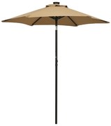 vidaXL Guarda-sol jardim c/ LEDs 200x211 cm alumínio cinza-acastanhado