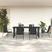 vidaXL 7 pcs conjunto de jantar para jardim aço e textilene preto