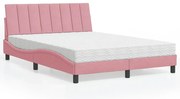 vidaXL Cama com colchão 140x190 cm veludo rosa