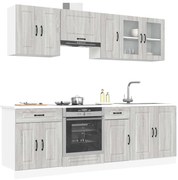 vidaXL 8 peças armário de cozinha conjunto Kalmar cinza sonoma