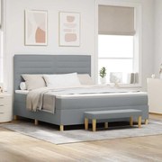 vidaXL Cama Box com Colchão e Banco Cinza Claro 180x200 cm Tecido