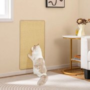 Conjunto de 2 tapetes arranhadores para gatos em sisal natural para gatos de interior, adesivos com ganchos e laços, 80 x 50 cm, natural