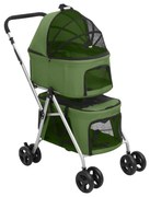 vidaXL Carrinho dobrável cães 2 níveis 83x48x97 cm tecido oxford verde