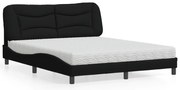 vidaXL Cama com colchão 160x200 cm tecido preto