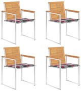 vidaXL Cadeiras de jardim c/ almofadões 4 pcs madeira de teca maciça