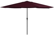 Guarda-sol de jardim com poste de metal 390 cm bordô