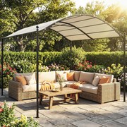 Pérgola de Jardim 3x3 m com Toldo UV30+ Estrutura de Metal Galvanizado Telhado Arqueado Pérgola para Exterior Creme
