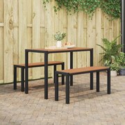 vidaXL Conjunto de Jantar de Jardim de 3 Peças : Mesa de Aço e WPC Castanho