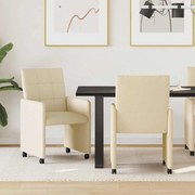 vidaXL Cadeiras de Jantar com Rodas 2 pcs Creme 58 x 65 x 94 cm tecido