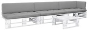 4 pcs conj. lounge paletes + almofadões pinho impregnado branco