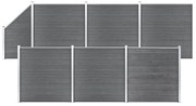 vidaXL Painel vedação WPC 6 quadrados 1 inclinado 1138x186 cm cinzento