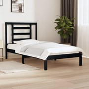 Estrutura cama de solteiro 90x190 cm pinho maciço preto