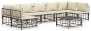 8 pcs conjunto lounge de jardim c/ almofadões vime PE antracite