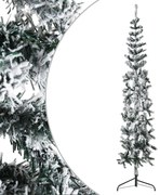 vidaXL Meia árvore de Natal fina com flocos de neve 180 cm