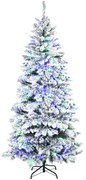 HOMCOM Árvore de Natal 210 cm com 250 Luzes LED Árvore de Natal Nevada com 829 Ramos e Base Dobrável Ø112x210 cm Verde | Aosom Portugal