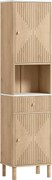 HOMCOM Armário alto de banheiro móvel coluna com gaveta com corrediça silenciosa 2 armários 41,5x30x168cm carvalho | Aosom Portugal
