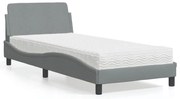 vidaXL Cama com colchão Dover 80x200 cm tecido cinzento-claro