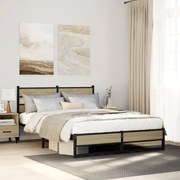 vidaXL Estrutura de cama sem colchão 160x200cm metal carvalho sonoma