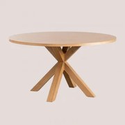 Mesa De Jantar Redonda Ø140 Cm Em Mdf Pleven Madeira Natural - Sklum