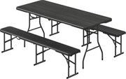 Outsunny Conjunto mesa dobrável e bancos de piquenique 180 cm com alças de transporte, preto | Aosom Portugal