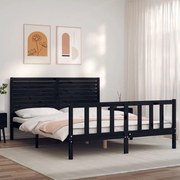 Estrutura de cama King Size com cabeceira madeira maciça preto