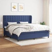 vidaXL Cama com molas/colchão 200x200 cm tecido azul