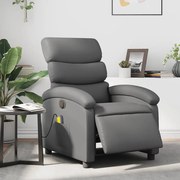 vidaXL Poltrona massagens reclinável elétrica couro artif. cinzento