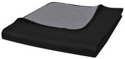 Colcha dupla face acolchoada preto/cinzento 170 x 210 cm