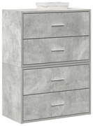 vidaXL Armários com 2 gavetas 2 pcs 60x31x40 cm cinzento betão