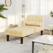 Chaise longue com rolo veludo cor creme