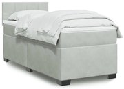 vidaXL Cama com molas/colchão 90x200 cm veludo cinza-claro