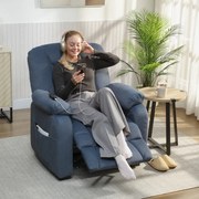 Poltrona Reclinável Elétrica Silenciosa com Função Memória Apoio para os Pés Controlo Remoto Porta USB 96x90x105 cm Azul