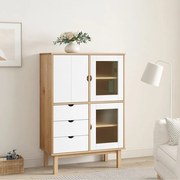 vidaXL Armário alto OTTA 85x43x125 cm pinho maciço castanho/branco