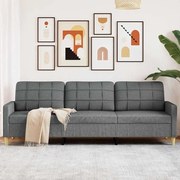 vidaXL Sofá de 3 lugares 210 cm tecido cinza-escuro