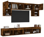 vidaXL 6pcs móveis parede p/ TV c/ LEDs deriv. madeira carvalho fumado