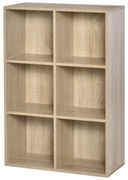 HOMCOM Estante Livros Madeira 3 Níveis 6 Compartimentos Armazenamento 65,5x30x97,5 cm Carvalho | Aosom Portugal