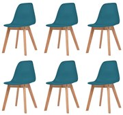 Cadeiras de jantar 6 pcs plástico turquesa