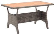 Mesa de jardim 120x70x66 cm vime PE cinzento